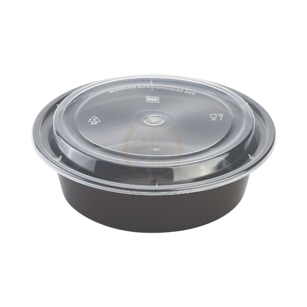 32oz Black Base Round Plastic Container
