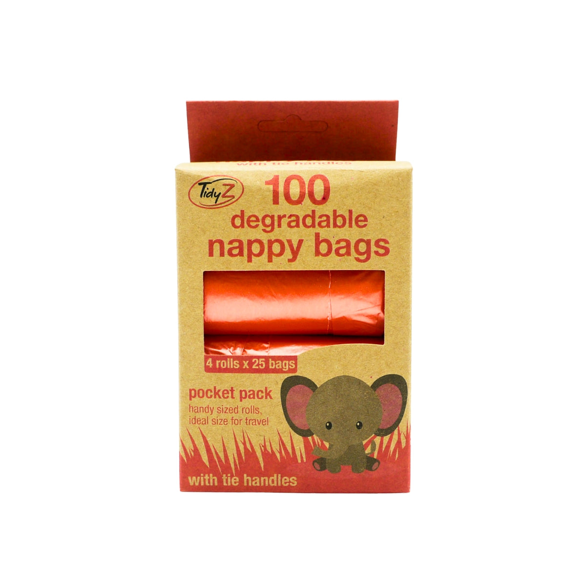 Tidyz Nappy Bags Pocket Pack 4 Rolls x 25 Bags