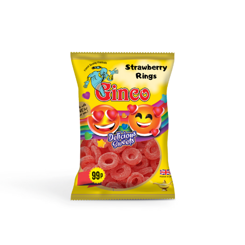 Ginco Strawberry Rings (100g X Pack of 12)