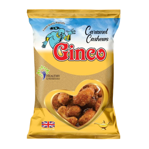 Ginco Caramel Cashews (140g X Pack of 10) Nutty and Delicious