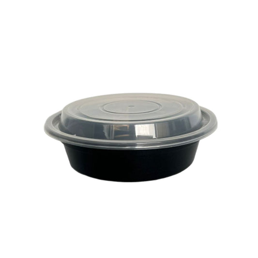 16oz Black Base Round Plastic Container