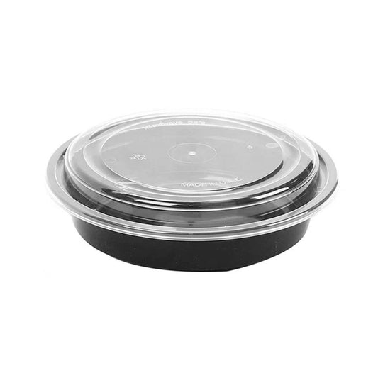 24oz Black Base Round Plastic Container