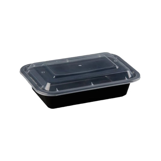 28oz Black Base Rectangle Plastic Container