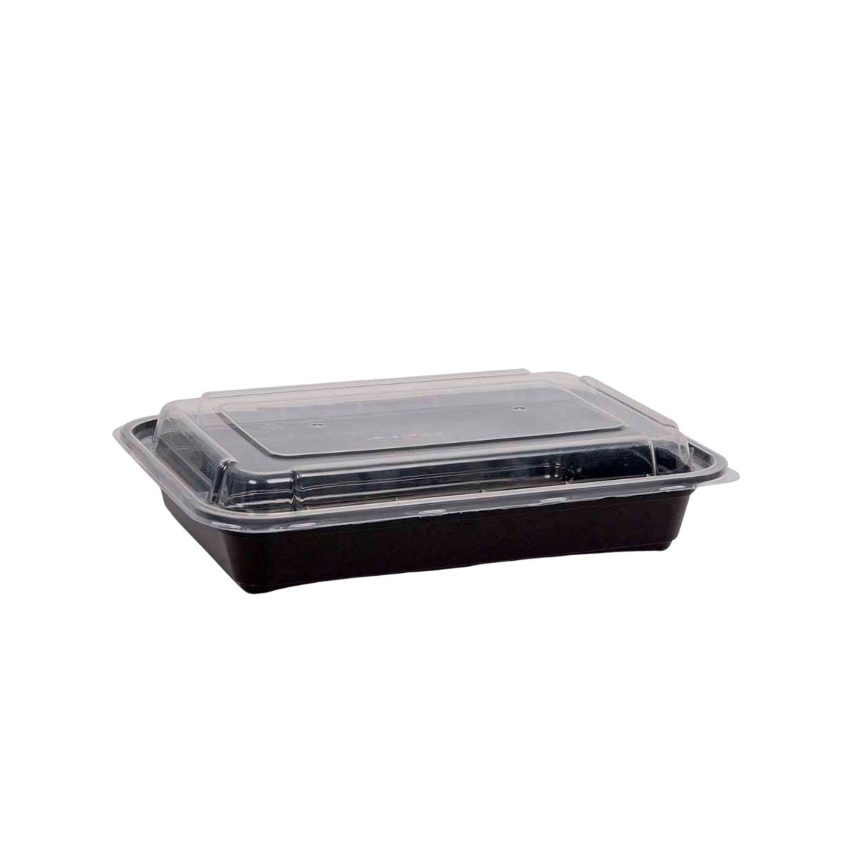 32oz Black Base Rectangle 2 comparment Plastic Container
