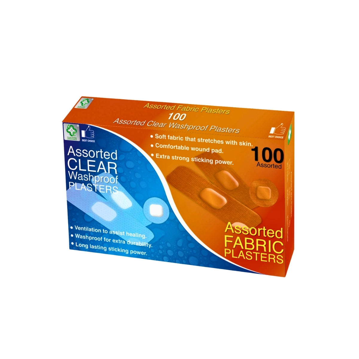 A&E Clear Washproof & Fabric Plasters (100 Pack)