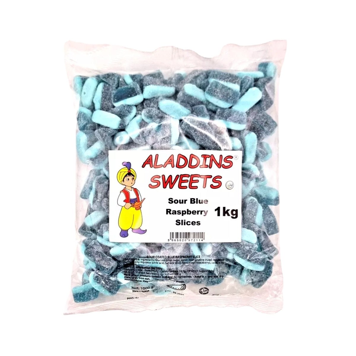 Aladdins Sour Coated Blue Raspberry Slice (1kg)