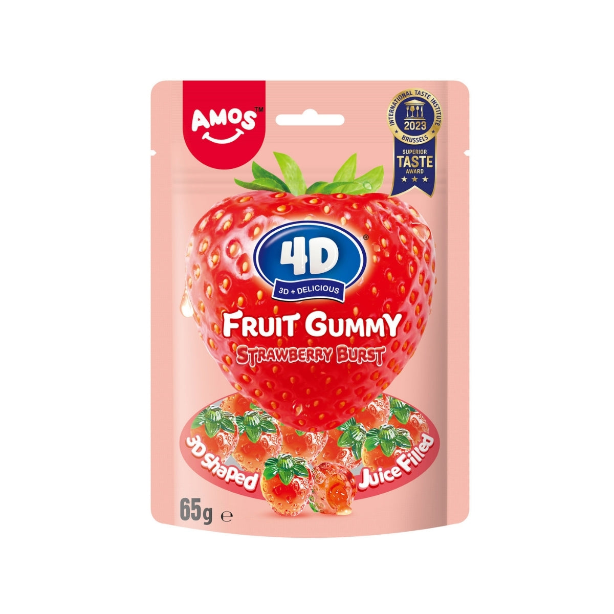 Amos 4d Fruit Gummy Strawberry Burst 65g