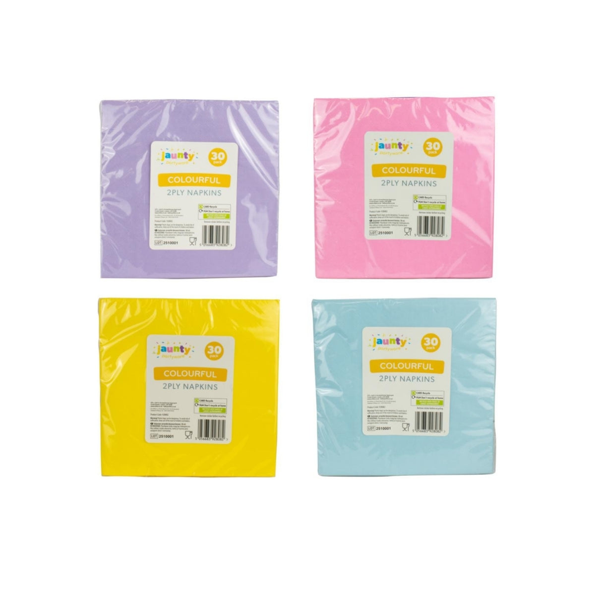 Jaunty 2ply Colourful Paper Napkins 30pk