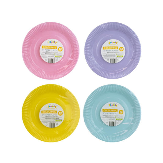 Jaunty 9" Colourful Paper Plates (12pk)