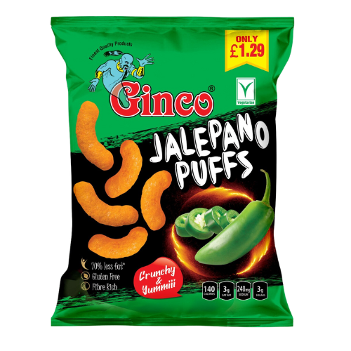 Ginco Jalapeno Puffs (100g X Pack of 12) - £1.29 Price-Marked