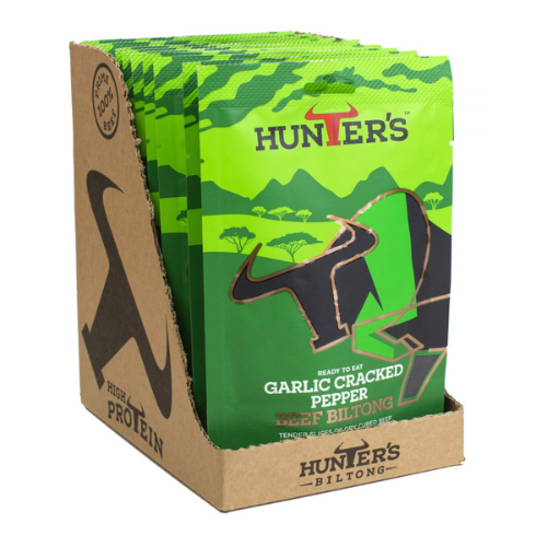 Hunter's Garlic Cracked Pepper Beef Biltong (28g X Pack of 10)